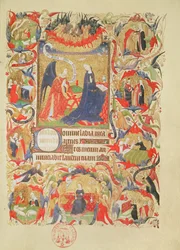 Ms 469 f.13 Annunciation with Episodes from the Life of the Virgin